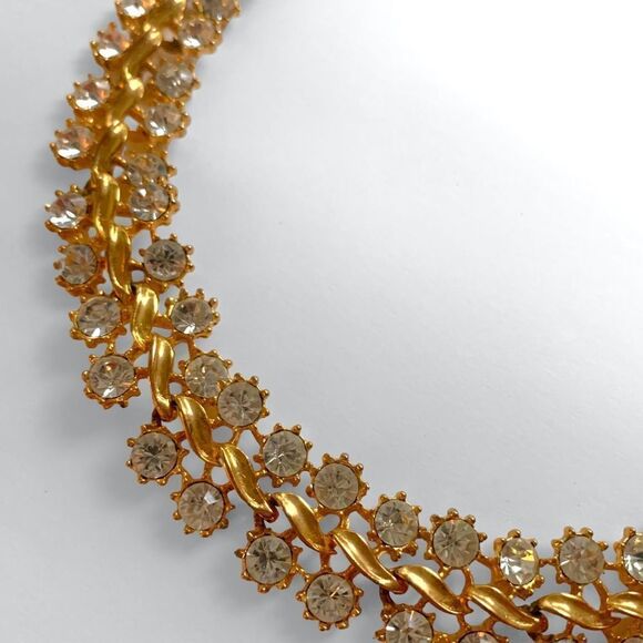 Gold Tone Rhinestone Collar Necklace - Picture 5 of 6